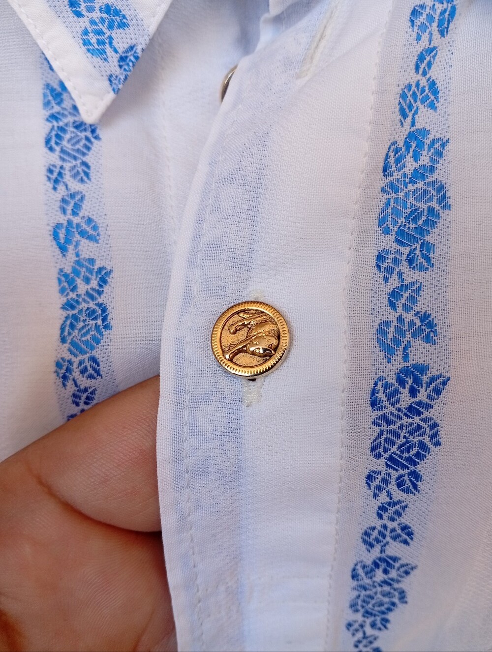 Versus By Gianni Versace Classic Men’s White Shirt with Blue Stripes - Picture 5 of 9